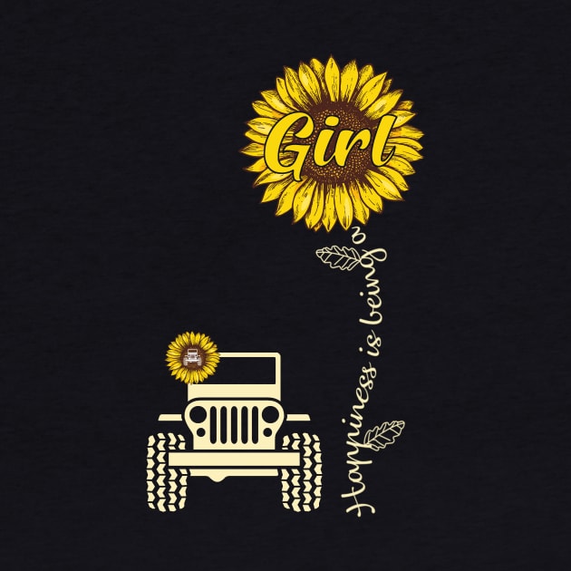 Jeep Sunflower Jeep GIrl Happiness is being a Girl Jeep Women by Jane Sky